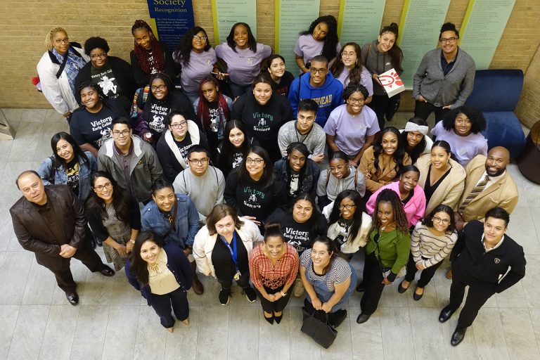Nearly fifty underrepresented students from Victory Early College High School and Carl Wunsche Senior High School experienced “A Day in the Life of a Law Student”