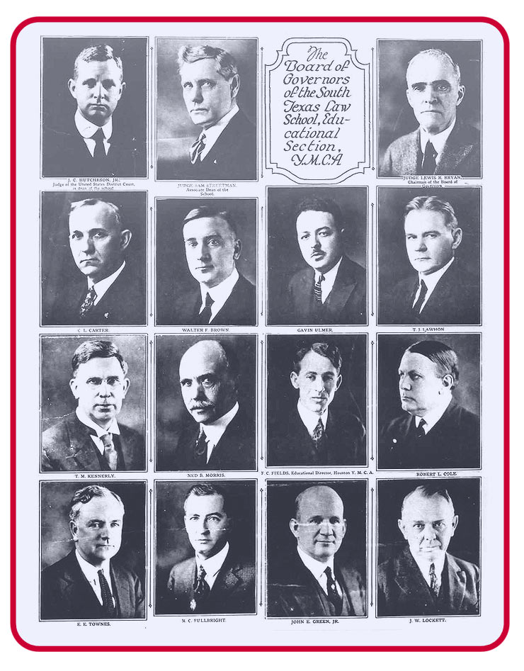 The original Board of Governors of the South Texas Law School, circa 1923