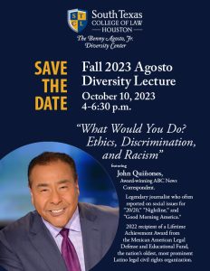 Save The Date - Fall 2023 Agosto Diversity Lecture - October 10, 2023 
