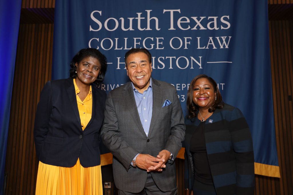 Diversity Center VP and Director pictured with Fall 2023 diversity lecture speaker, John Quinones