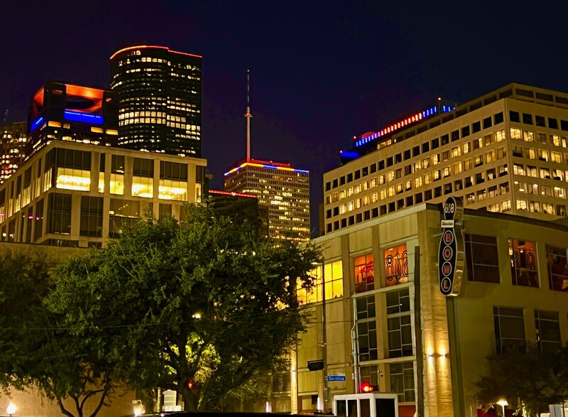 Downtown Houston lit up for Houston Astros